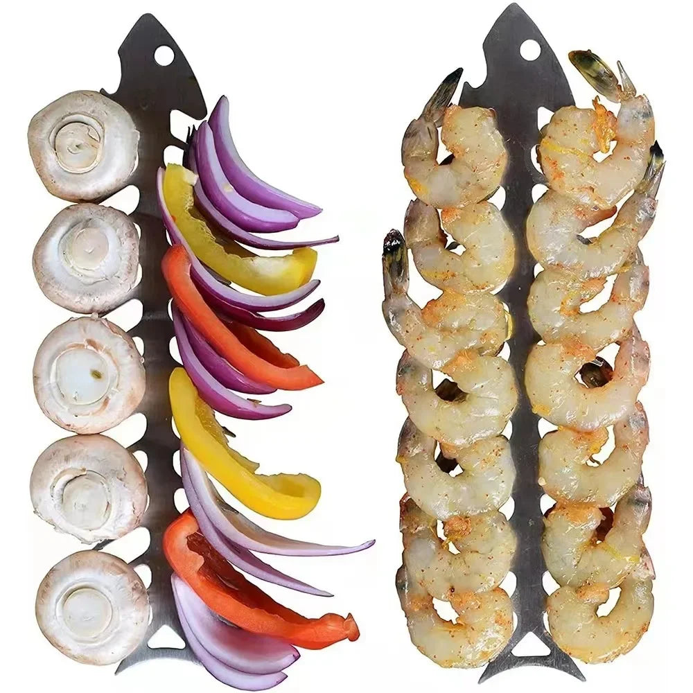 Emberix BBQ Spieße Set | Edelstahl Fischgräten-Design | 30 x 6 cm Grillspieße