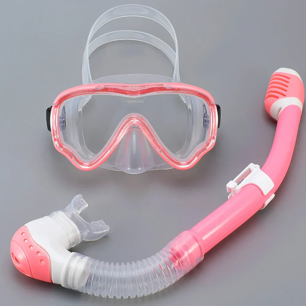 AquaJuni Kids Diving Mask with Snorkel | Anti-Fog & Leak-Proof | Tempered Glass & Silicone | For Boys & Girls 7–15 Years