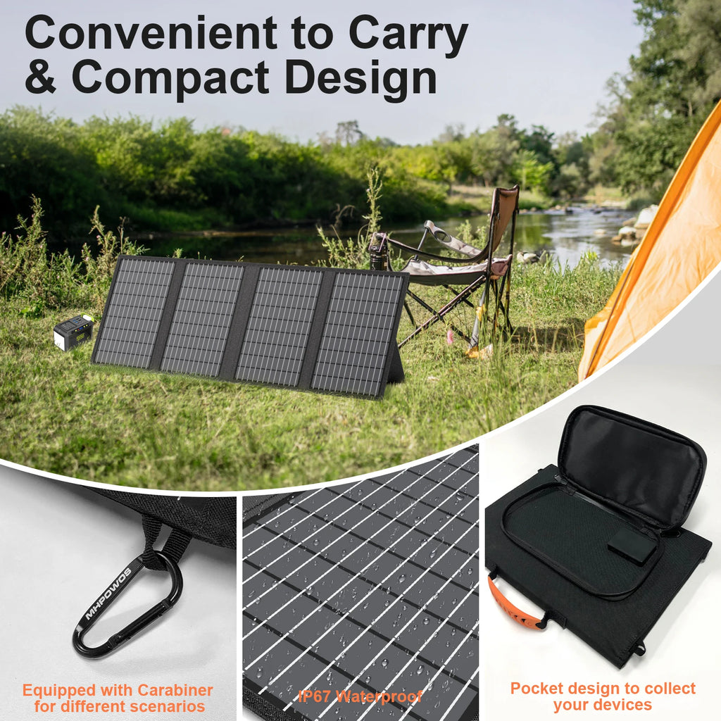 Solaryn Solar Ladegerät faltbares Solarpanel | 60W Leistung | USB-C & DC Ausgang für Camping & Powerbank