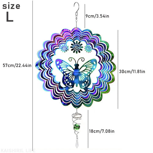 AeroButterfly Schmetterling Windspinner | Drehendes Windspiel | Garten & Balkon Dekoration | Edelstahl & Farbwechsel | 3D Effekt