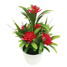 Bloomora  Künstliche Blumen im Topf | Lotus & Blätter | Dekoration für Zuhause & Büro | 18 cm