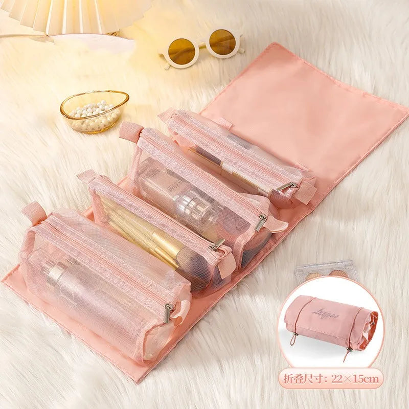 FlexiGlam Bag Abnehmbare Kosmetiktasche 4-in-1 | Große Kapazität & Tragbar | Faltbare Reise-Beauty-Aufbewahrung
