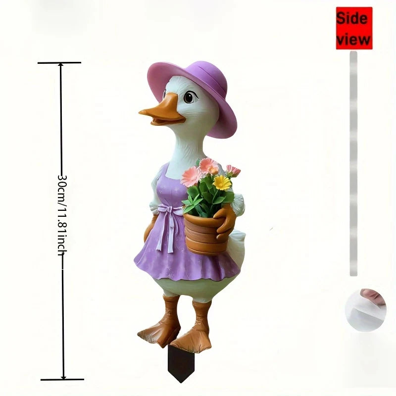 Gartelino Gartenstecker Ente | Verspielte Tierfigur | Acryl | für Rasen & Außenbereich
