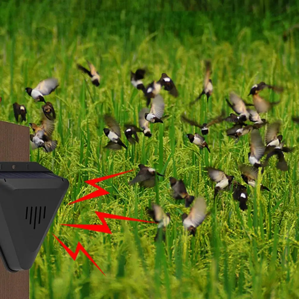 Guardavio | Solarbetriebener Tier- & Vogelvertreiber | Wasserdicht IP55 | 13 Abschreckungssounds | Für Garten und Obstbäume