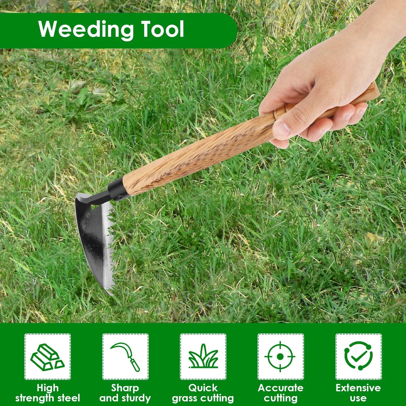 TerraSchnitt | 2-teiliges Unkrautsichel-Set aus Stahl | Hand-Sicheln für Präzise Unkrautentfernung, Garten- & Beetpflege