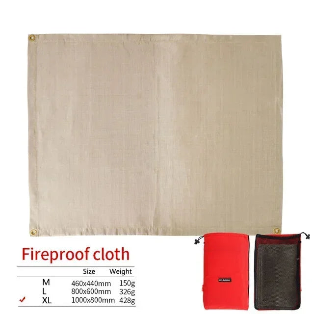 CampVita Fire Protection Camping Mat | Heat Resistant & Fireproof | Ideal for Grill & Campfire | Beige Fiberglass