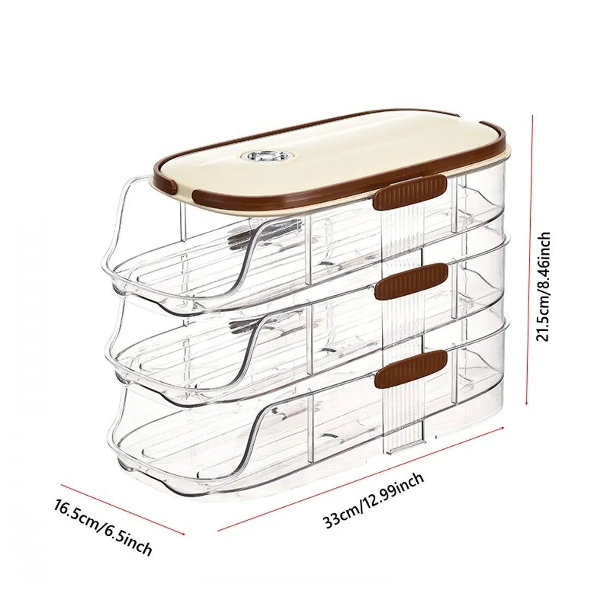 FrischRoll Eierhalter für Kühlschrank | Automatischer Roll-Organizer | Transparente Eier Aufbewahrungsbox stapelbar mit Deckel