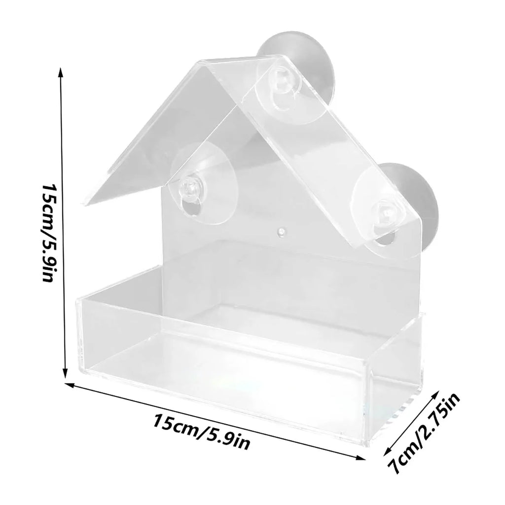 BirdVista Acryl-Vogelfutterspender | Fensterhalterung | Mit Saugnäpfen | Transparent für Vogelbeobachtung