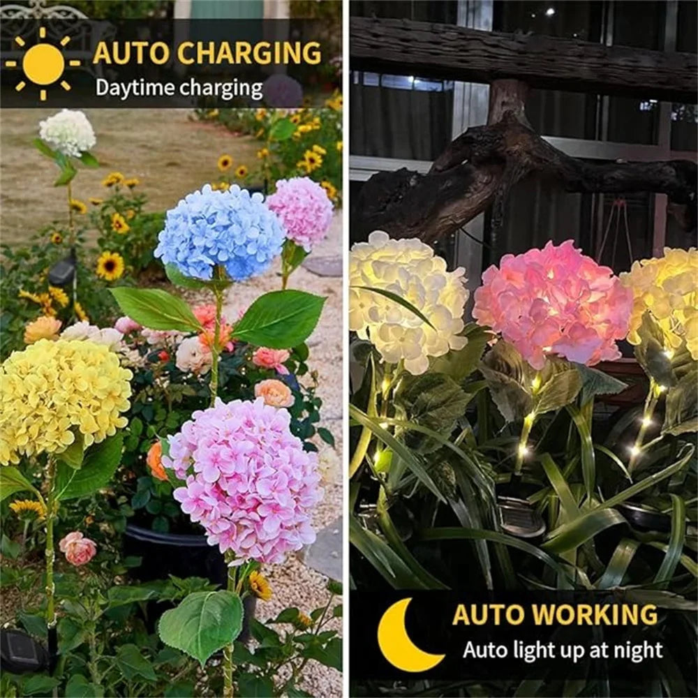 Floravelle Glow Solar Gartenleuchte Hortensie | LED Blumenstecker | IP65 Wasserdicht | Outdoor
