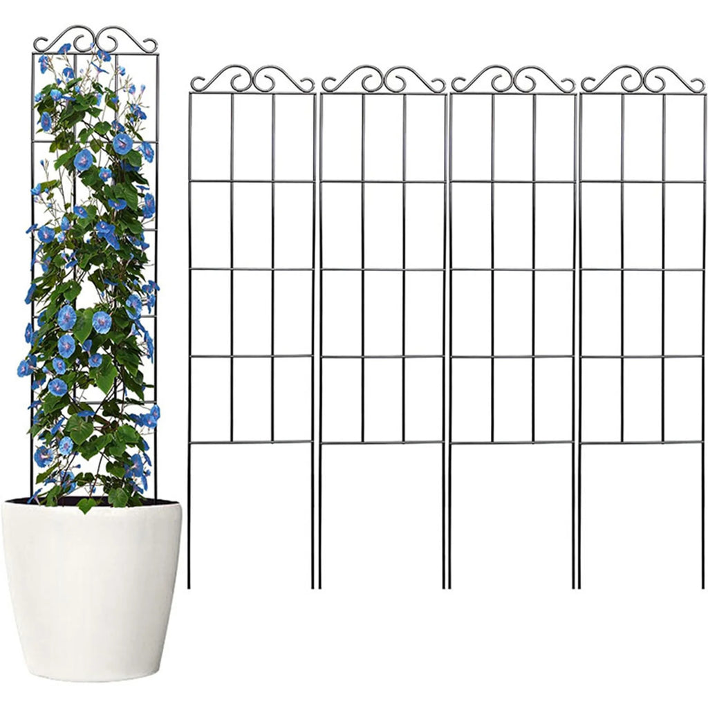 Floravine | Pflanzenrankhilfe aus Metall | Schwarzes Eisendraht-Spalier | Für Kletterpflanzen & Zimmerpflanzen | 50 x 15 cm