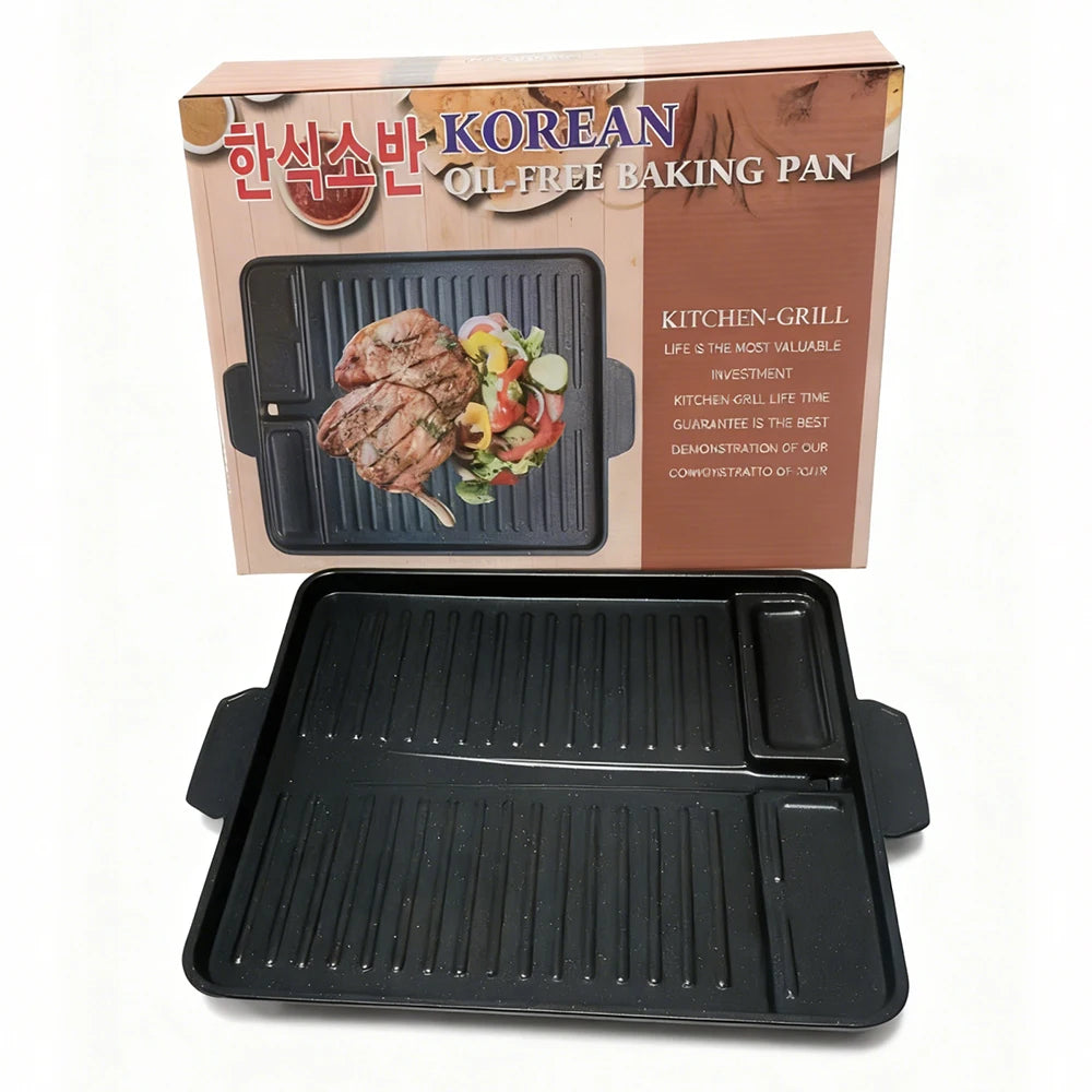 Grillvora BBQ Grillpfanne | Antihaft | Raucharm | Aluminium Grillplatte mit Fettablauf