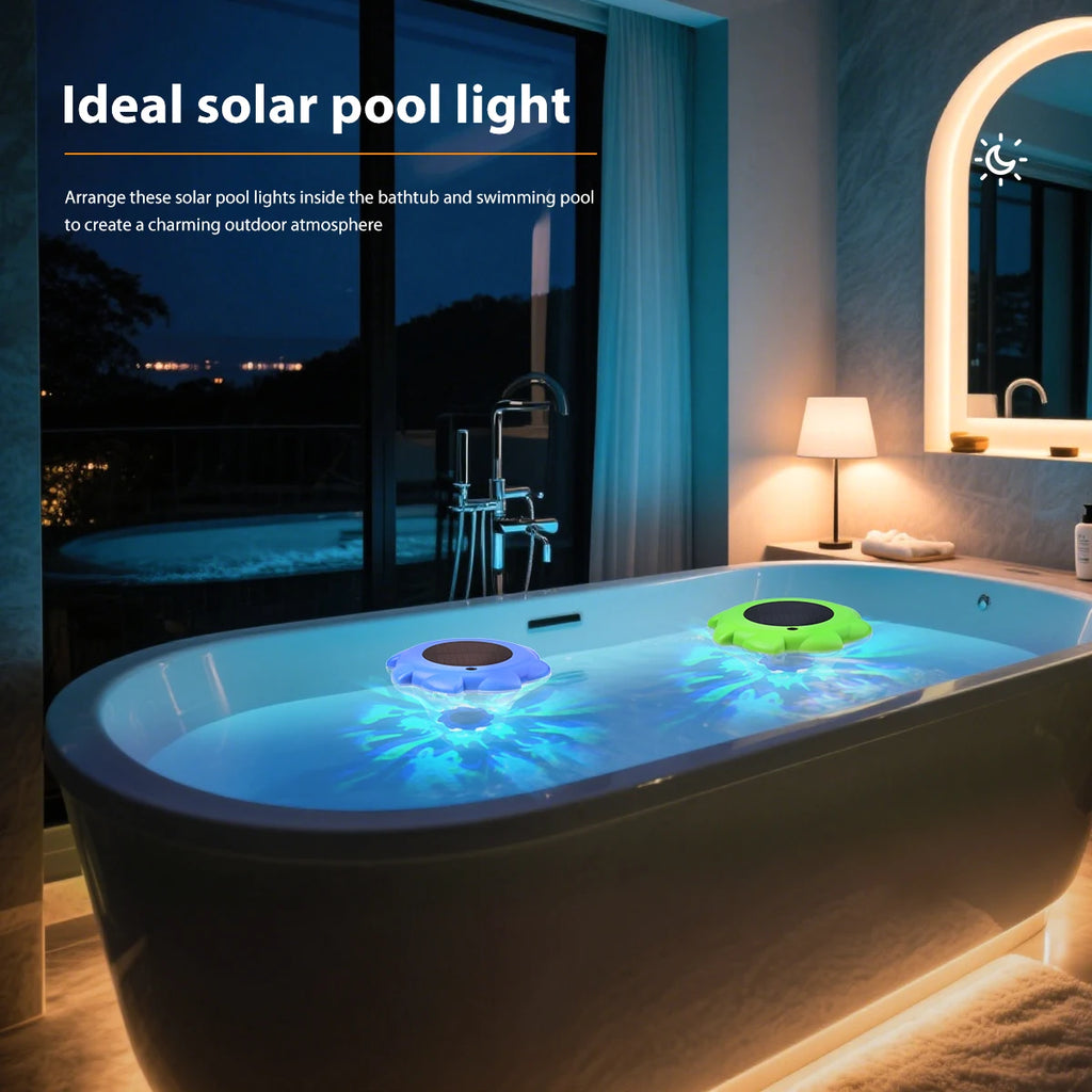 LUMISPHERE Solar Poolleuchte schwimmend | RGB Farbwechsel | IP68 wasserdicht | Automatik Sensor | Outdoor