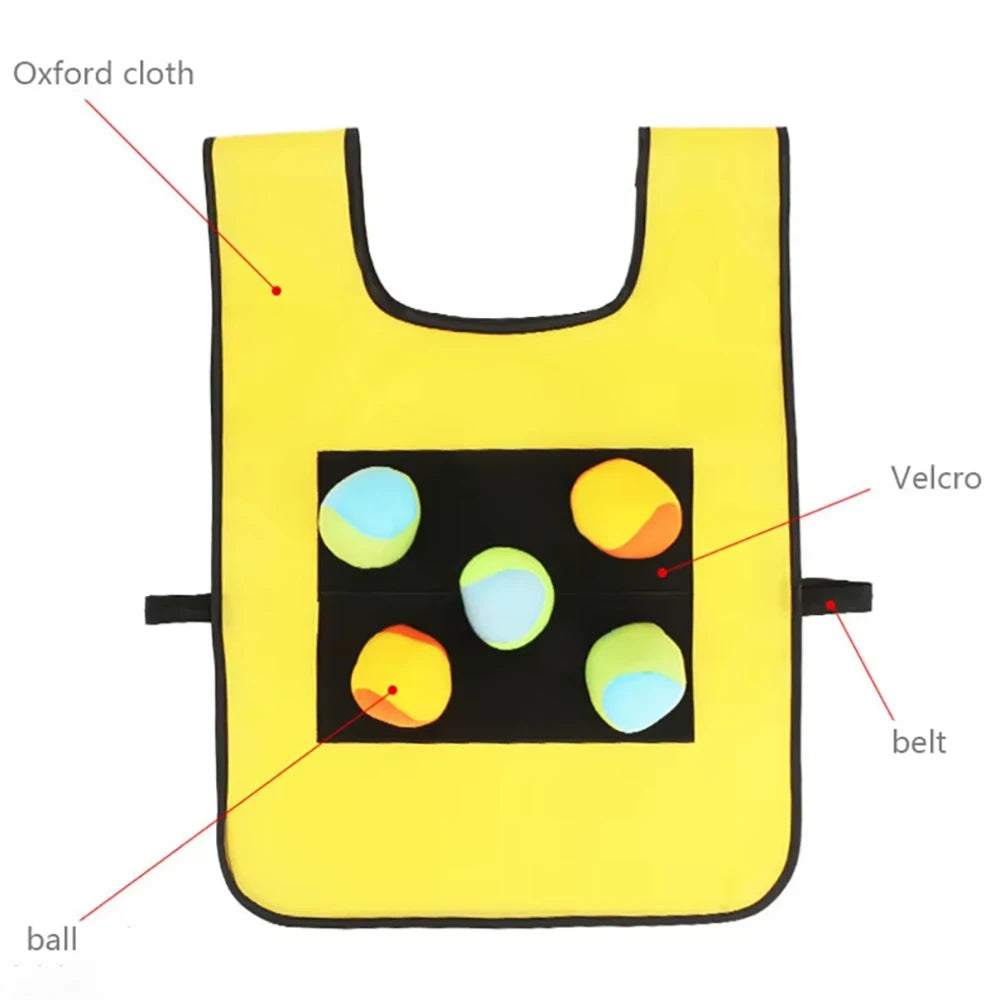 Velcoro Dodgeball Weste Set | Klett Zielweste mit Softbällen | 39 x 53 cm Outdoor Wurfspiel