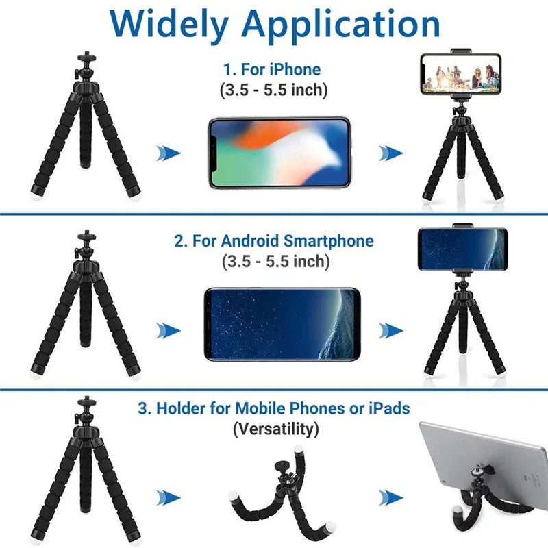 FlexiShot | Mini Octopus-Stativ für Smartphone & Kamera | Flexibles Dreibein mit Universalhalterung