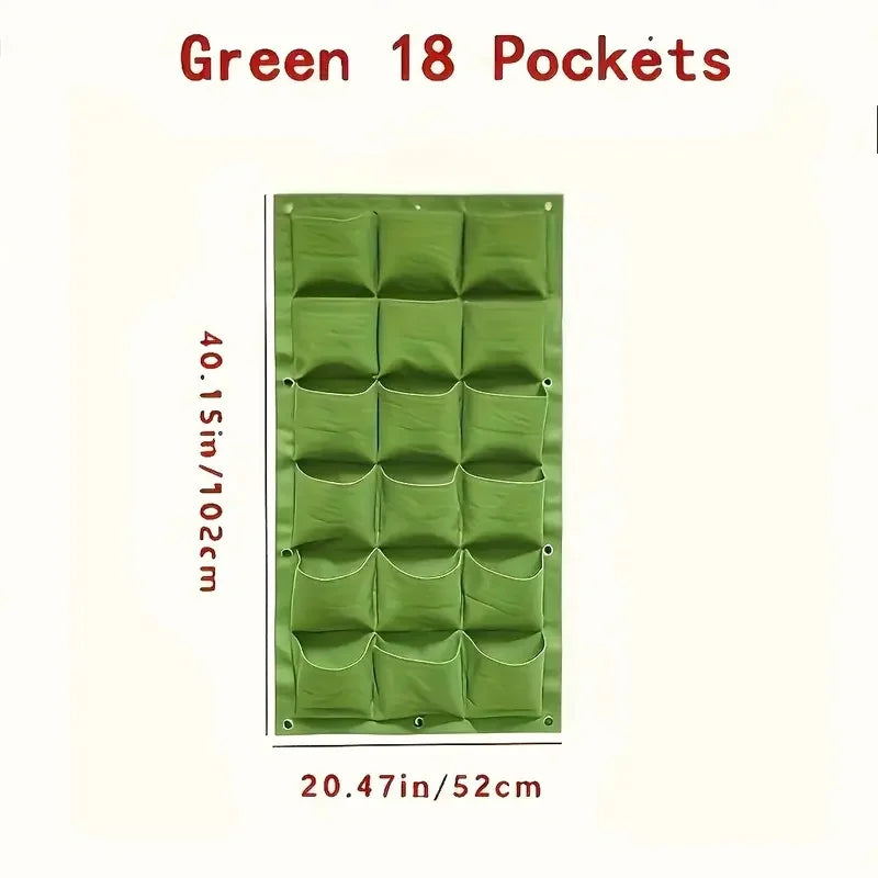 VertiGrow | Vertikaler Gartenpflanzer mit 18 Taschen | Wand-Pflanztasche für Kräuter & Gemüse | Platzsparendes Pflanzsystem