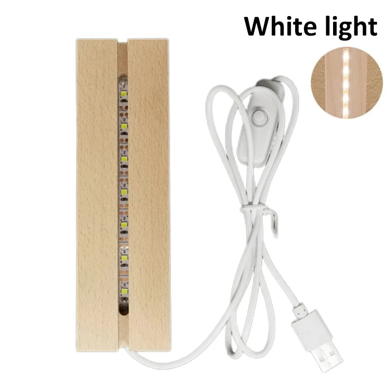Artivida LED Holzsockel Nachtlicht | Rechteckig | USB betrieben | Acryl & Resin Display
