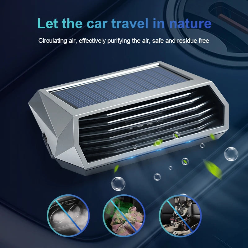 PureDrive | Solarbetriebener Auto-Luftreiniger | Ozon-Luftreiniger mit Vibrationssensor | Geruchsneutralisierung für Fahrzeuge