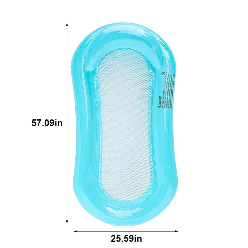AquaLiva Inflatable Floating Lounger Rooxin | Ergonomic Pool Air Mattress with Net & Armrests | For Pool, Lake & Beach