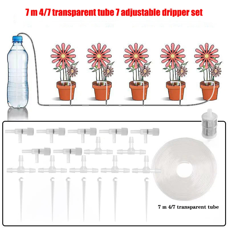 AquaGrün Pro Tropfbewässerungsset Garten | Mit Regulier-Ventil | Für Topfpflanzen & Gewächshaus