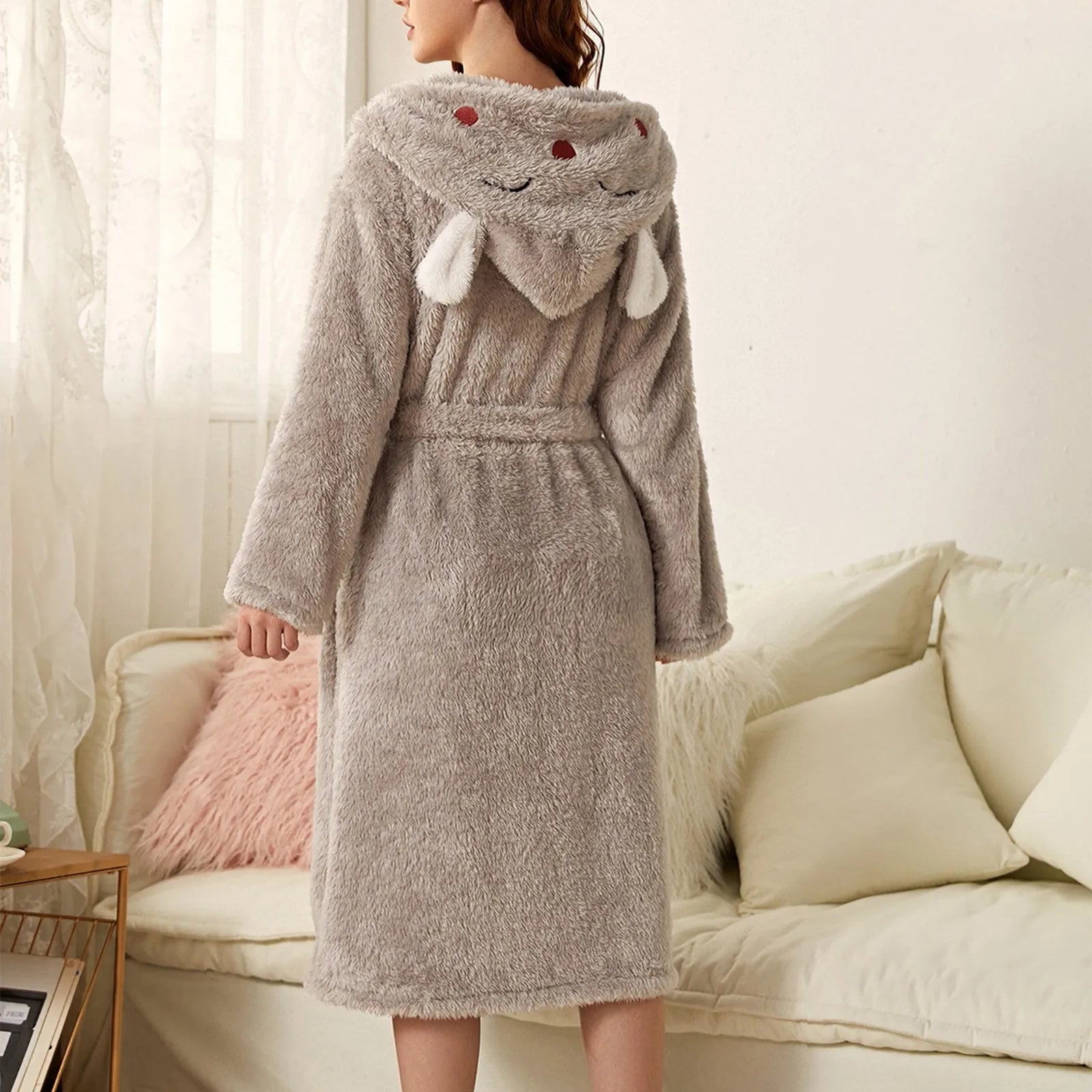 Flannel Bathrobe CuddleBunny | With Bunny Ears & Hood | Soft, Warm & Easy Care | For Cozy Hours at Home