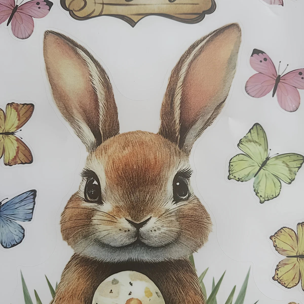 FrühlingsGlanz Großer Oster-Fensteraufkleber | Hase, Küken, Ei & Schmetterling | Statische Glasfolie 60x30 cm