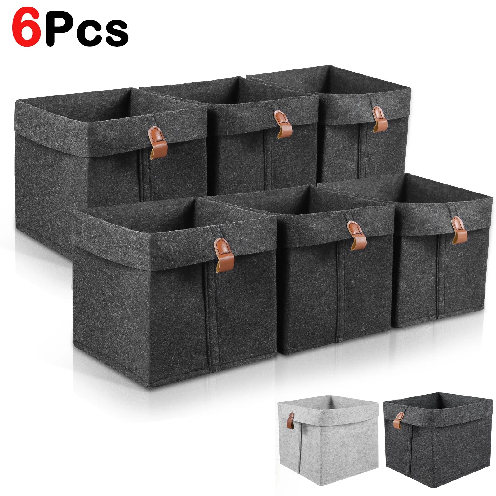 Feltino 6er-Set Aufbewahrungskörbe aus Filz | 12 L Faltbare Organizer für Zuhause & Schrank