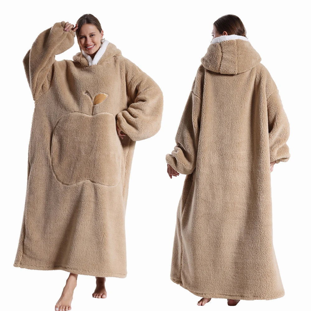 CozyHaven Plus Size Hooded Blanket | Plush Sherpa Wearable Blanket with Sleeves & Pocket | 140 cm | Unisex Winter Cozy Blanket