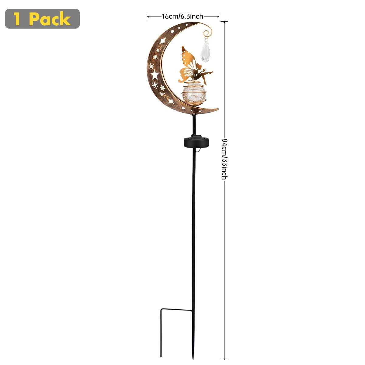 LunaFeya | Solar Gartenstecker Mond & Fee | LED Gartenleuchte mit Warmweißem Licht | Wasserdicht IP65