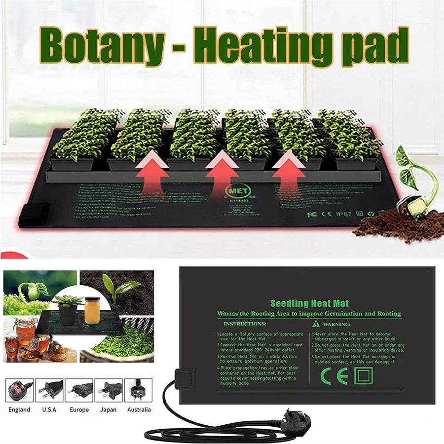 GrowWarm Hydroponische Heizmatte für Sämlinge | 220V EU-Stecker | 4 Größen | Wasserdicht & Energiesparend