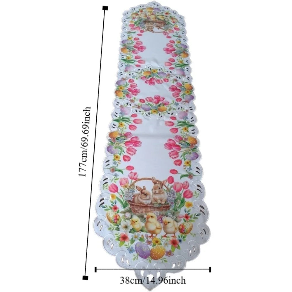 Festlina Ostern Tischläufer | Küken & Tulpen Design | Rutschfest | 177 × 38 cm | Oster Tischdeko