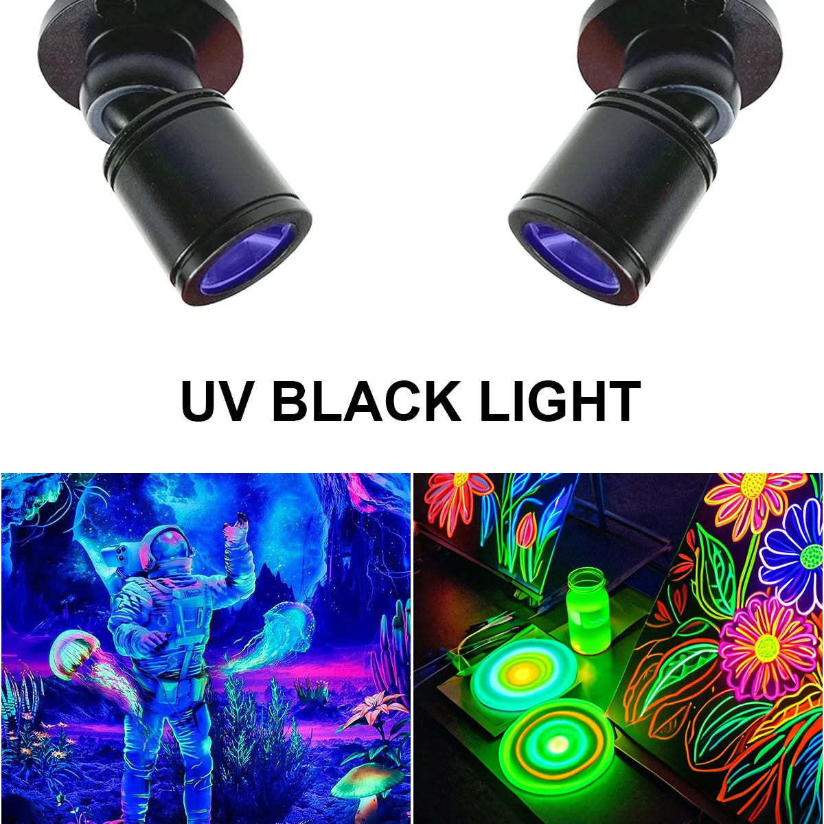Noctilux | UV-Schwarzlichtlampe | 2–4 LED Spots | 1W UV-Beleuchtung | Für Vitrinen, PC-Gehäuse & Dekoration