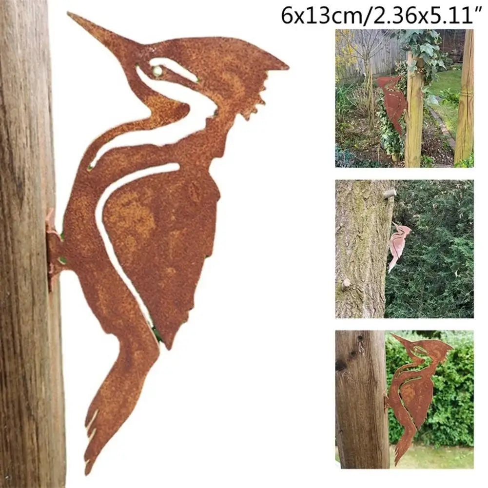 FerroLiva Gartenstecker Vogel Silhouette | Rostoptik | Metall | 14 x 7 x 1 cm