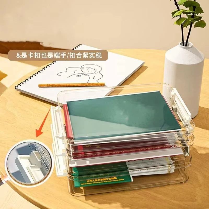 ClearStack Dokumentenbox A4 | Transparent | Stapelbar | Staubgeschützt