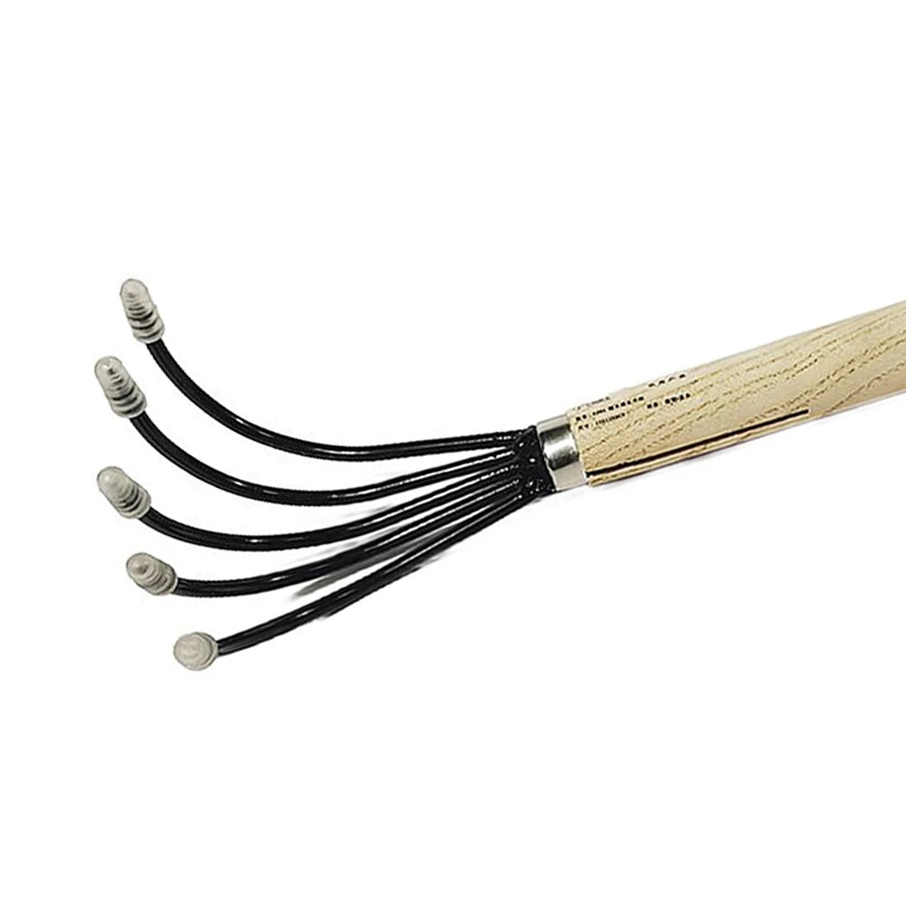 Grünvaro Handrechen 5 Zinken | Gartenkultivator & Mini-Hacke | Carbonstahl | Holzgriff | 38 × 21 × 8,5 cm