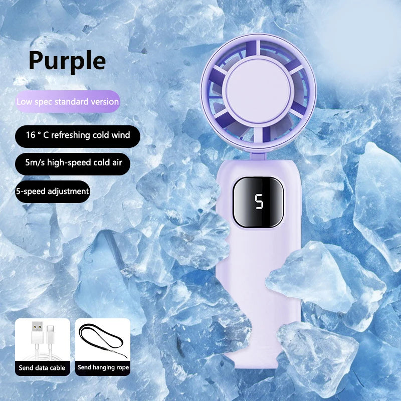 FrostTurbo Turbo Handventilator mit Eiskühlung | 199 Stufen | LED-Digitalanzeige | Handheld & Desktop | USB Akku | Reise & Zuhause