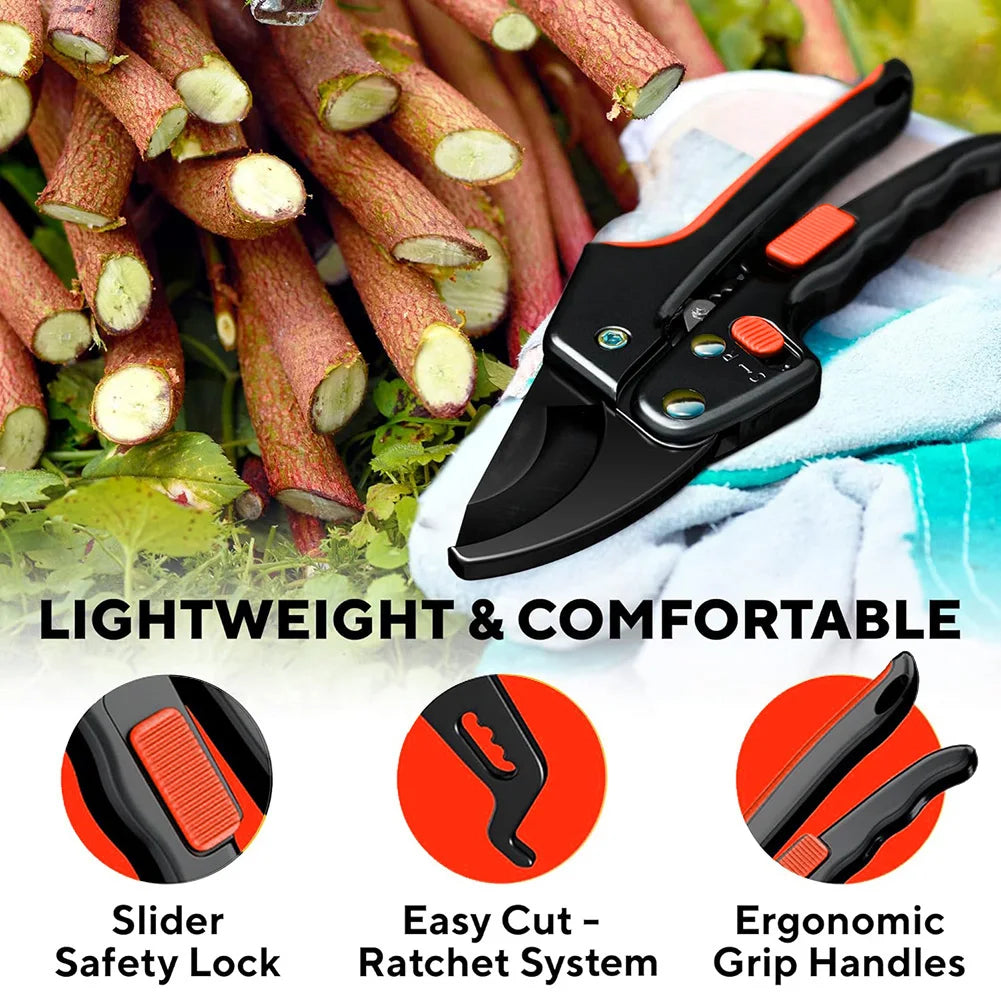 GartenProfi Premium Gartenschere | Ratschenhandschere für mühelose Schnitte | Ergonomisch & Arthritis-geeignet