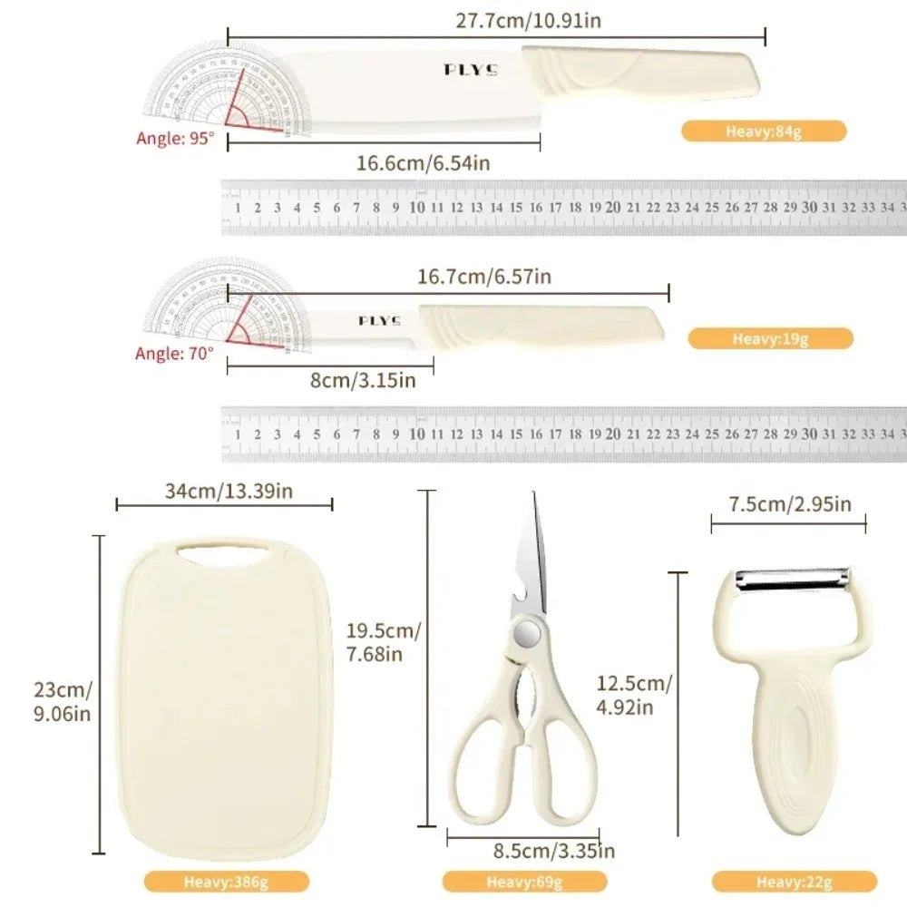Kivano | 4-in-1 Schneidebrett Set | Mit Kochmesser, Obstmesser & Küchenschere | 33,5 x 21,5 cm