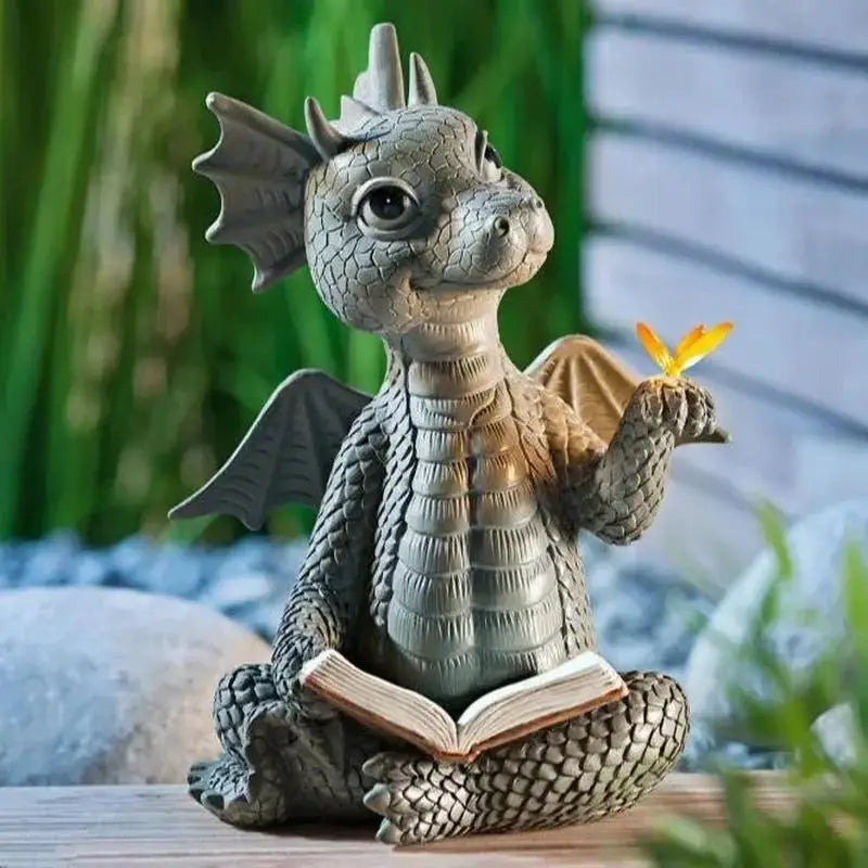 Dracoria Drachen Gartenfigur aus Resin | Gothic Fantasy Skulptur | Deko für Garten & Terrasse