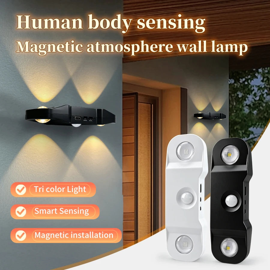 Lumora LED-Nachtlicht mit Bewegungsmelder | Magnetisch | USB-Aufladbar | 3 Lichtfarben für Schrank & Treppe
