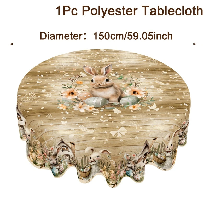Frühlingstisch Oster Tischläufer | Vintage Hasen Eier Blumen Motiv | Frühlings Tischdekoration für Esstisch Küche