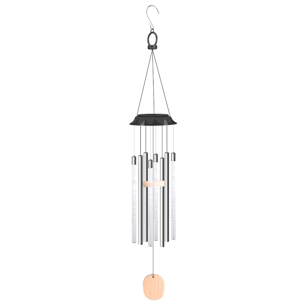 Lumibella Solar-Windspiel-Leuchte | Farbwechselnde LED-Röhren | IP65 Wetterfest | Gartenhängedekoration