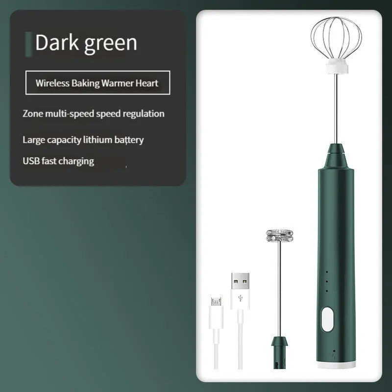 FROTHORIA Electric Milk Frother & Mixer | Rechargeable | 3 Speeds | 2 Attachments