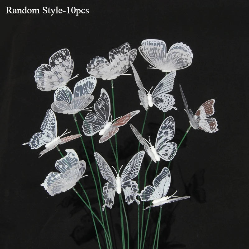 FLORAVIVA Gartenstecker Schmetterling 10er Set | Realistisches Design | PVC | Outdoor Dekoration