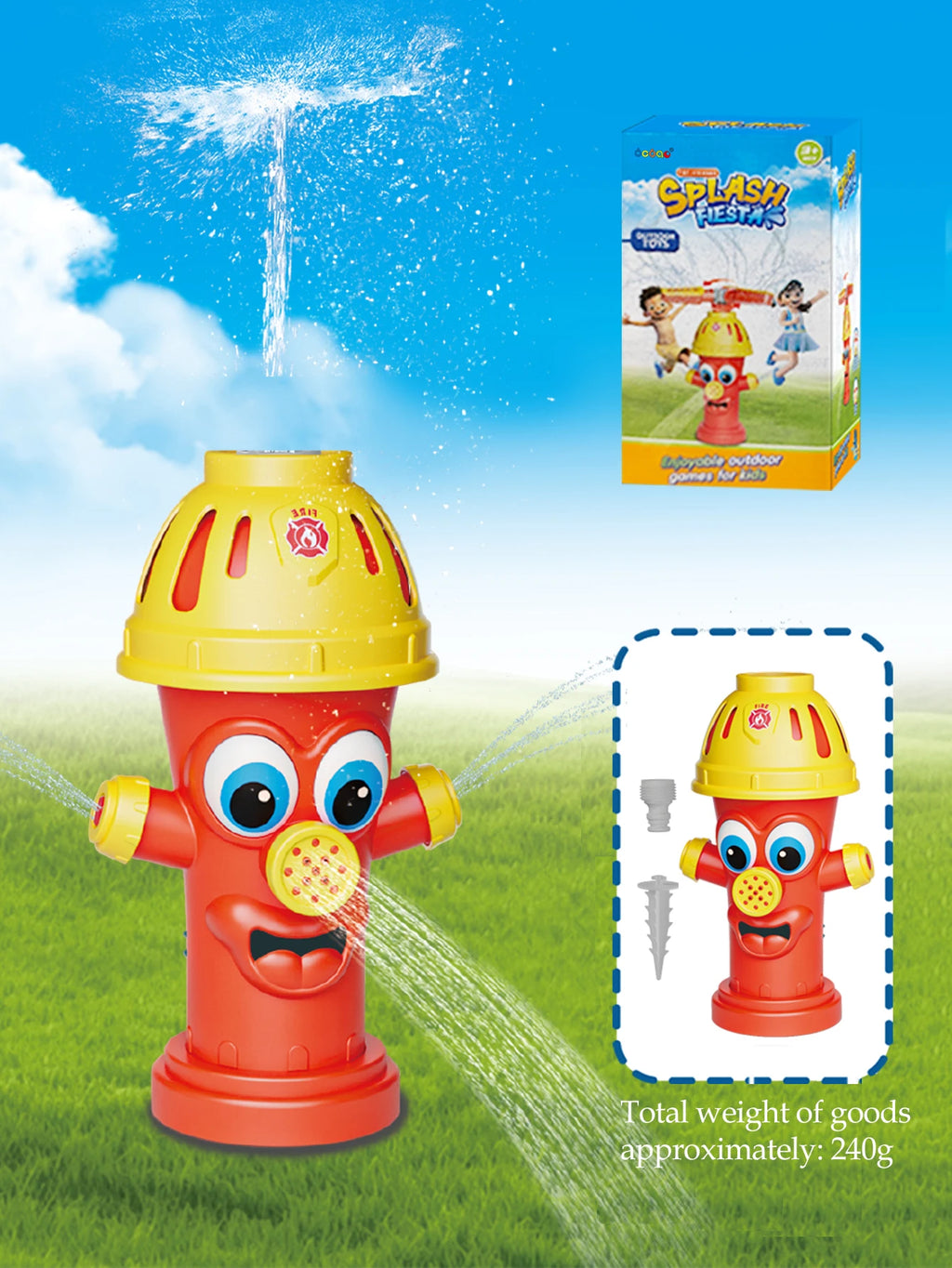 Splashino Hydranten-Wassersprinkler für Kinder | Garten-Wasserspielzeug | 360° Wasserspaß für Sommer & Outdoor