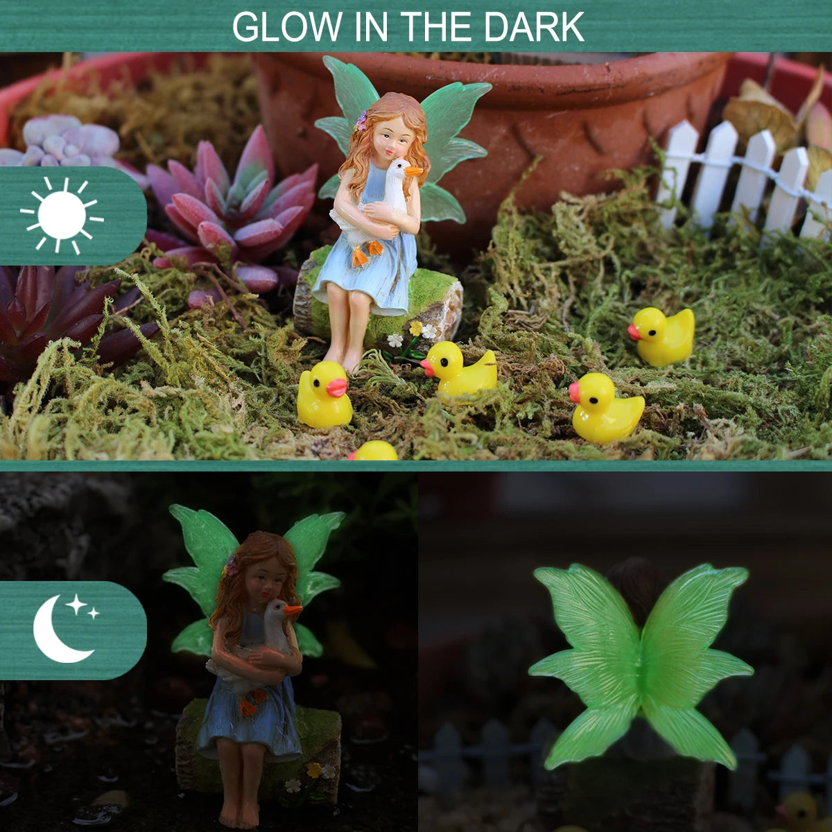 Fioralya Feen Gartenfigur Set | Blumentopf Deko | Resin | Märchenhafte Miniatur