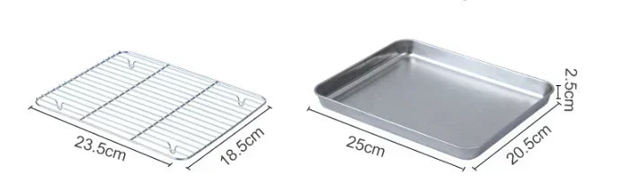 Edelstahl Backform Tablett mit Draht Rack Kuchen Backen BBQ Pan Tablett Platte Ofen Brownie Rack Kochen Braten Grillen Werkzeug