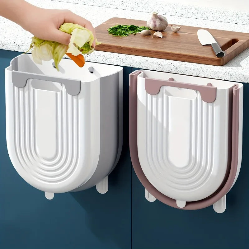 FoldBin Hängender Küchenabfalleimer | Faltbar | Wandmontage ohne Bohren | Platzsparender Müllbehälter