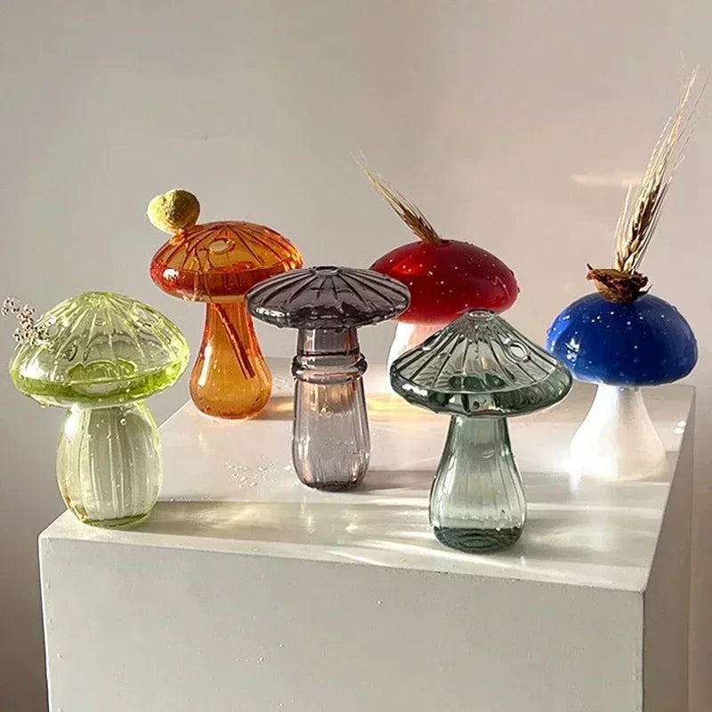 Glasora Glasvase Pilzform | Hydroponik Terrarium | Dekorative Tischvase aus Glas