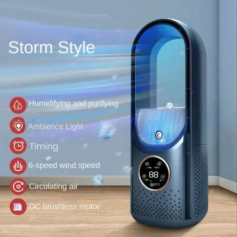 AeroCool Breeze Bladeless Fan 2025 | 6 Speeds | Quiet Air Cooler & Humidifier | USB Connection | For Office & Home