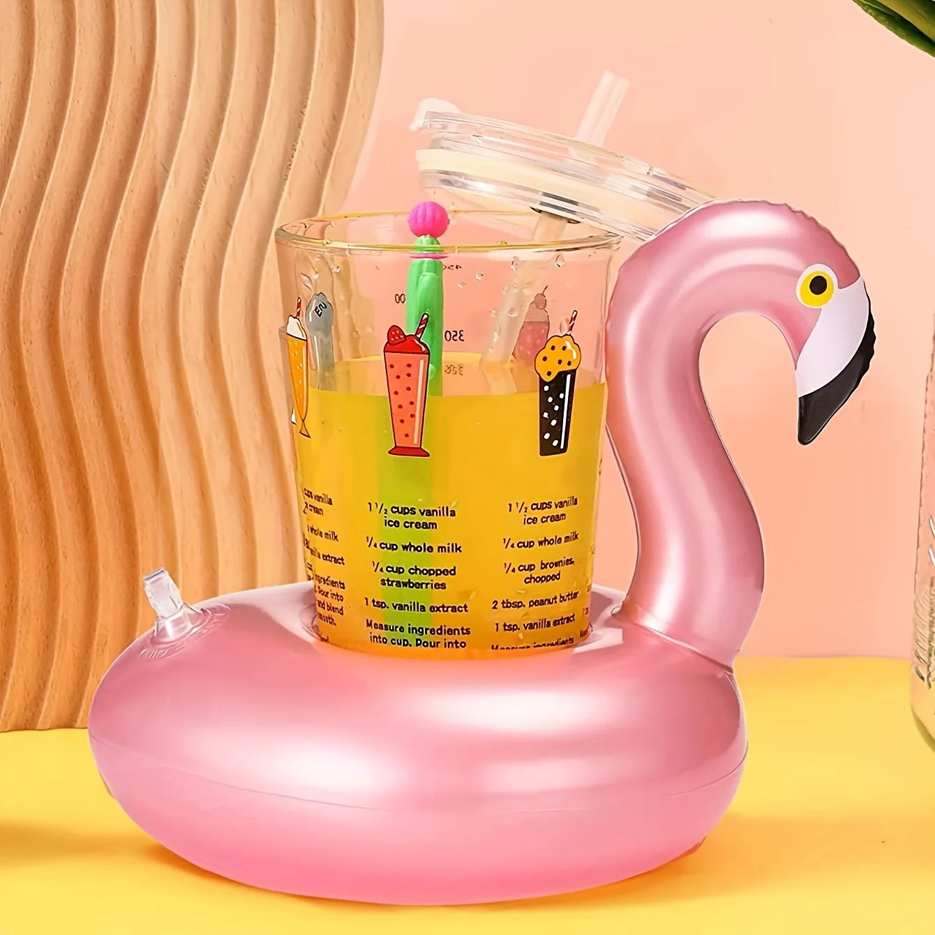 FloataCup Aufblasbarer Flamingo Getränkehalter | Schwimmender Pool Cup Holder | Tragbarer Drink Coaster